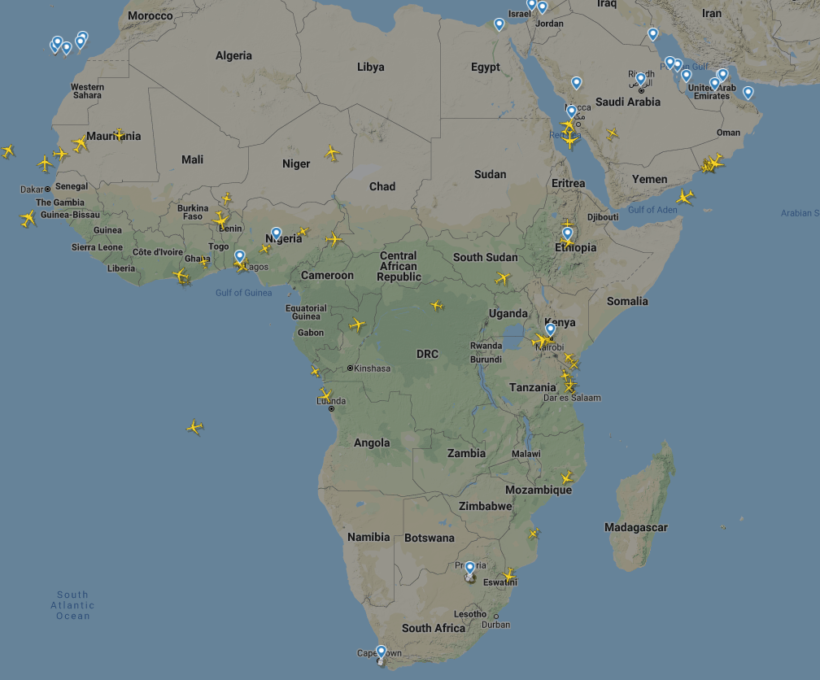 Flight tracker reveals empty South African skies as planes stop flying during coronavirus lockdown